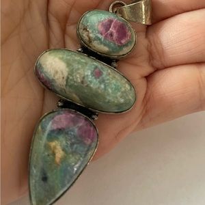 Ruby fuchsite sterling silver pendant.